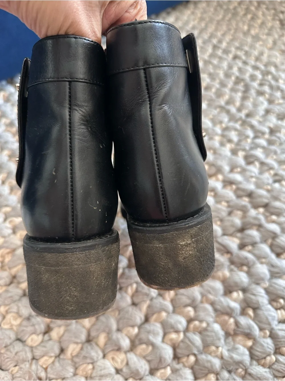 CHANEL CC TURN LOCK BLACK LEATHER SHORT ANKLE BOOT SHOE size 37